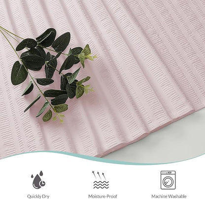 Aiyufeng Moga Pink Shower Curtain 84 Inches Long, 3D Embossed Textured Fabric Shower Curtain for Bathroom - Soft Cloth & Hotel Spa Luxury, Machine Washable, 72X84, Pink