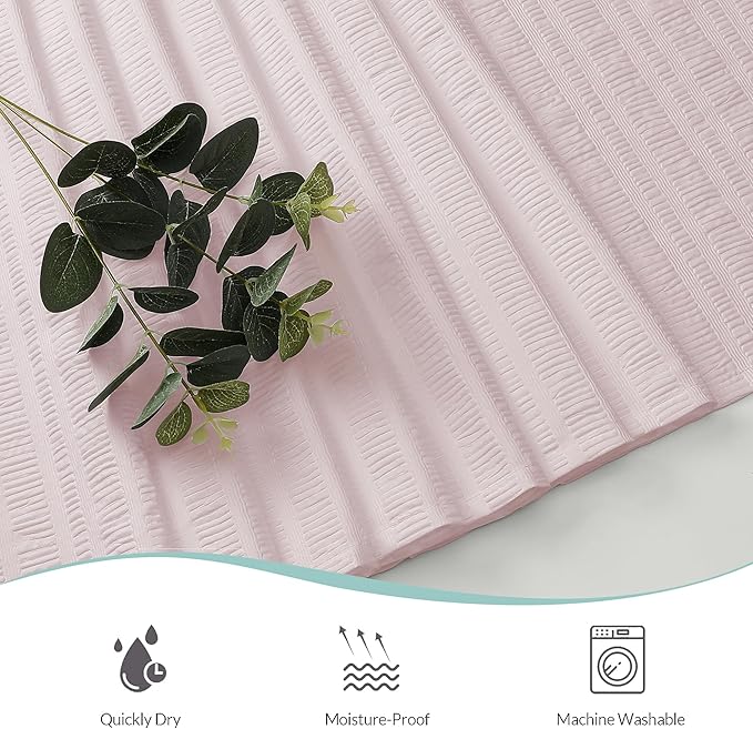 Aiyufeng Moga Stall Fabric Shower Curtain - Soft & Lightweight Small Shower Curtain with Texture for Narrow Stall Size, Machine Washable, 36" Wx72 L, Pink