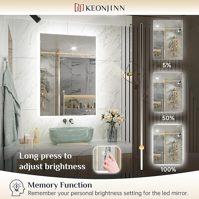 Keonjinn LED Backlit Mirror 84” x 36” Oversized Lighted Bathroom Mirror with UL Listed LED Driver, Large Stepless Dimmable Wall Mirror, Tempered Glass, CRI90+ Anti Fog Vanity Mirror with Backlights