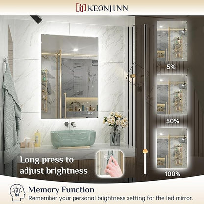 Keonjinn LED Backlit Mirror 84” x 36” Oversized Lighted Bathroom Mirror with UL Listed LED Driver, Large Stepless Dimmable Wall Mirror, Tempered Glass, CRI90+ Anti Fog Vanity Mirror with Backlights