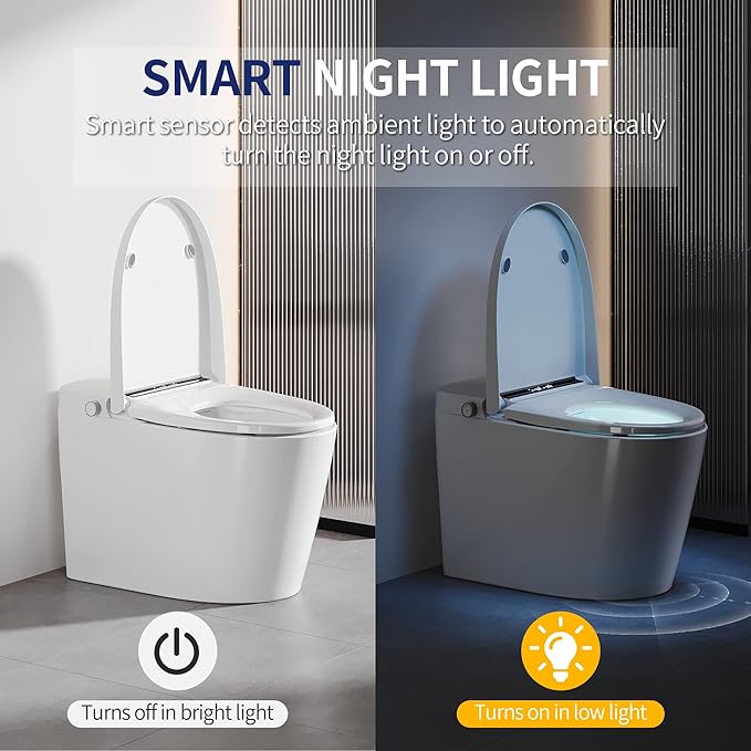 DeerValley Smart Toilet with Bidet Built in - Powerful Auto Flush, Auto Open/Close Lid, Heated Seat & Instant Warm Water Bidet, LED Display, Deodorization, 12" Rough-In, DV-1S0159-V3