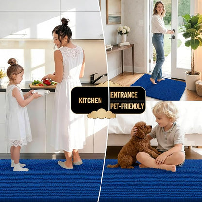 OLANLY Thick Chenille Small Bathroom Rugs Mats 24x16, Royal Blue | Soft Absorbent Bath Rugs, Rubber Backing, Machine Wash Dry, Bath Mats for Bathroom, Tub and Shower, Home Decor Accessories