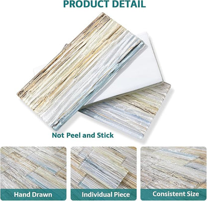 Glass Subway Tile, 3x6 Inch Glass Tile for Kitchen Backsplash Bathroom Shower Wall Sunshine Beach (40 Pcs 5 sq.ft)