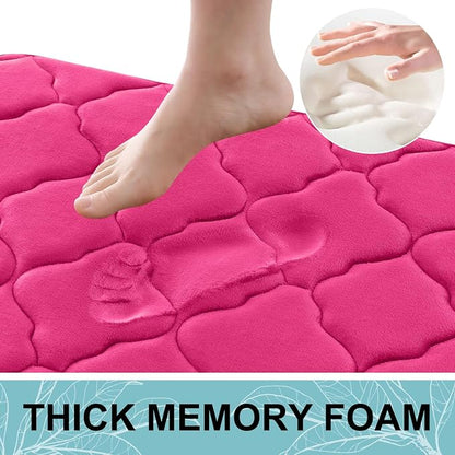 OLANLY Memory Foam Bath Mat Rug 70x24, Ultra Soft and Absorbent Bathroom Rugs, Non-Slip, Comfortable, Machine Washable Bath Carpet for Bathroom Floor, Tub, Shower and Home Decor Accessories, Deep Pink