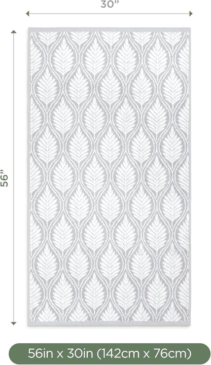 Martex Restore Fern Ogee Bath Towel – Soft, Absorbent, Moisture-Wicking and Quick to Dry – Lightweight for Everyday Use – Comfortable Feel with Convenient Loop for Hanging – 30" x 56" – Gray