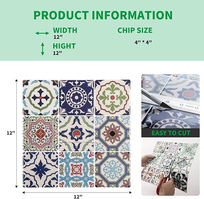 LONGKING Peel and Stick Backsplash Tile Stickers, Pistachio and Blue Tile for Kitchen, Stick on Wall Tiles (10 Sheets) | Peel and stick backsplash, self-adhesive wall tile, Pistachio Blue, waterproof, kitchen bathroom wall, 10-sheet