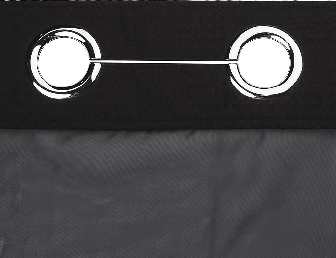 River Dream Black Cotton Blend Fabric Shower Curtain Set with Liner, 71x74 | Waffle Weave, No Hook Needed, with Snap in Replacement Liner, Top Sheer Window, Hotel Quality Fabric for Bathroom