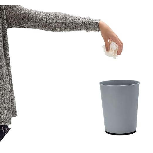 Bath Bliss 5 Liter Small Wastebasket | 2 Pack | Round Open Top | Trash Can | Bathroom | Bedroom | Kitchen | Office | Dorm | Disposal Waste Bin | Garbage | Grey
