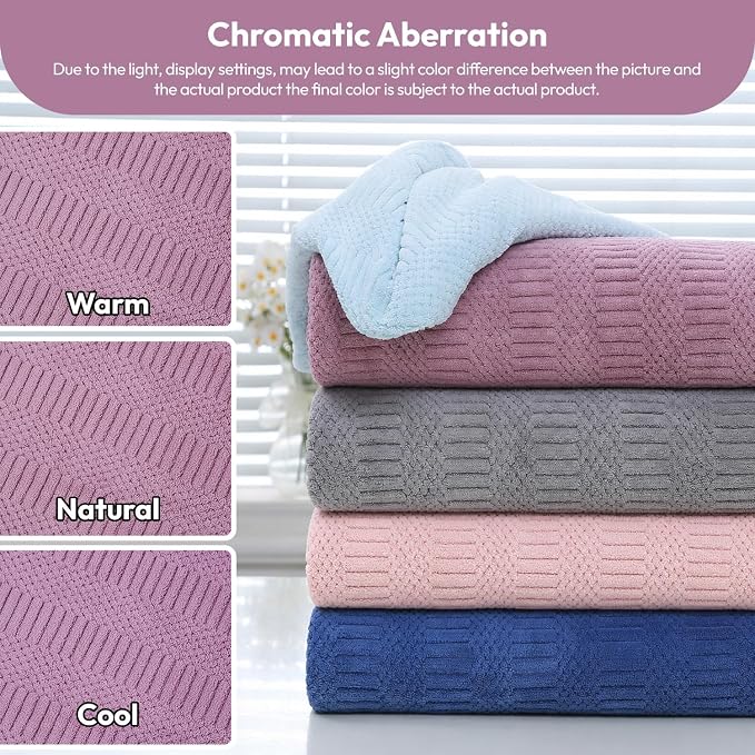 JML Microfiber Bath Towels, 2 Pack, 27x55 in, Purple | Soft, Super Absorbent, Quick Dry, Lint-Free, Lightweight Bathroom Towel with Hanging Loop for Daily Use