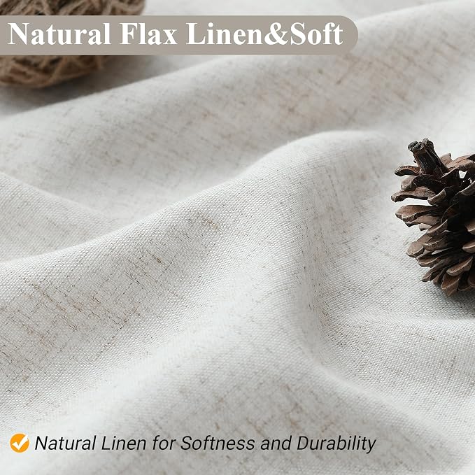 78 Inch Boho Linen Long Shower Curtain,Country Farmhouse Cottage Bath Decor Shower Curtains Natural Cloth Weighted Textured Fabric Bath Curtain with Hooks,72x78