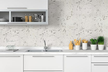 MSI Statuario Celano Hexagon Glass Tile for Kitchen Backsplash, Wall Tile for Bathroom, Accent Wall Tile, and Shower Wall Tile