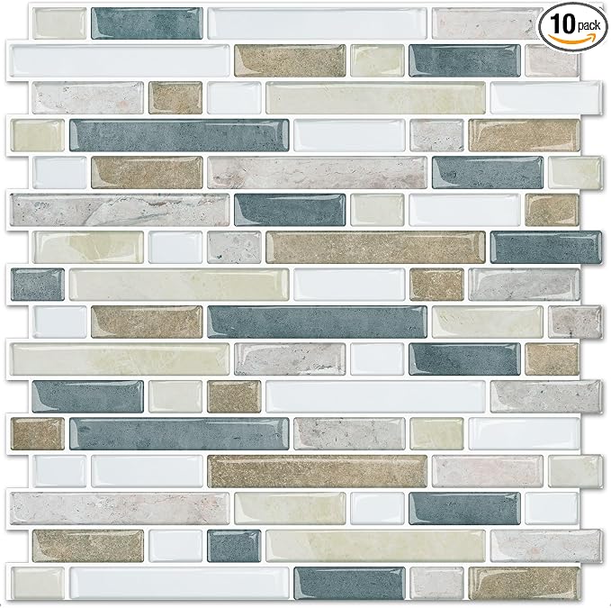STICKGOO Peel and Stick Tile Backsplash for Kitchen, 12”×12”Stick on Backsplash, Self Adhesive Tile for Kitchen Backsplash and Bathroom(10 Sheets, Thicker Design)