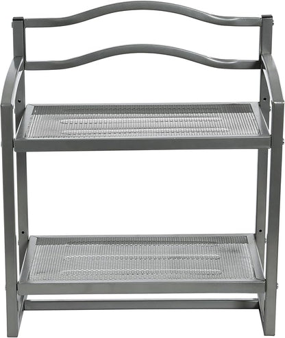 Household Essentials 2-Tier Metal Wall Mount Bathroom Storage Rack, Silver