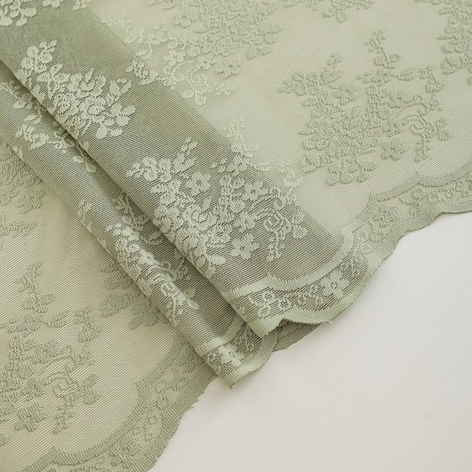 YJ YANJUN Boho 72x84 inch Shower Curtain Sage Green Lace Long Shower Cutain 84 Length Fancy See Through Shower Curtain 9 Foot Farmhouse Vintage Country Spring Summer Bathroom Décor 72" x 84" | See-through Shower Curtain Lets in Soft Light, Adding Flora...