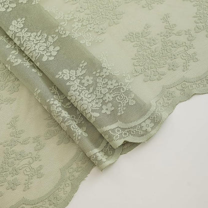 Sage Green Shower Curtain for Bathroom, 72x72, Lace with Attached Valance, | Green lace shower curtain, Sheer Floral Design, Scalloped Trim, Lets in Soft Light for Boho and Cottagecore Bathrooms