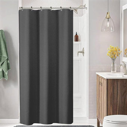 Tititex Solid Grey Cloth Fabric Shower Curtain Liner with 2 Magnets - Texture Soft Hotel Quality Waterproof Shower Liner, Light-Weight & Machine Washable 36x72 inch