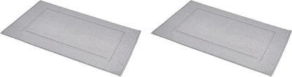 Amazon Basics Banded Bathroom Bath Rug Mat, Machine Washable, 100% Cotton, 31" x 20", Powder Gray (Pack of 2)