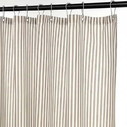 Stripe Cotton Toile Shower Curtain Ticking Stripes Woven Print Curtain Bathroom Decor for Traditional and Contemporary Style Kitchen Bath Home (Brown and White,72 x 72 Inches,Stripe)