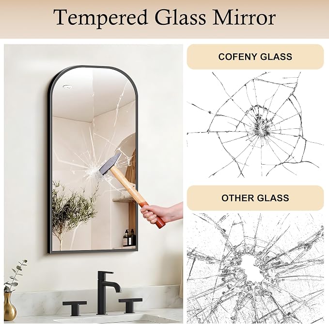 COFENY Bathroom Mirror, 16x32 inch Black Rectangle Wall Mounted Mirror with Thin Frame, Bathroom Vanity Mirrors for Over Sink, Entryway, Living Room, Bedroom