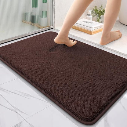 OLANLY Thick Memory Foam Bathroom Rugs 36x24, Absorbent Bath Mat, Brown | Soft Quick Dry Bath Rugs, Non-Slip, Machine Washable Carpet for Bathroom Floor, Tub and Shower, Home Decor Accessories