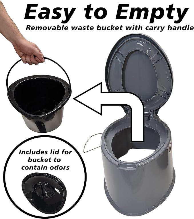 Portable Travel Toilet with Toilet Paper Holder and Removable Waste Bucket for Easy Cleaning, Lightweight Indoor or Outdoor Toilet for Camping, Road Trip, Boating - by SciencePurchase