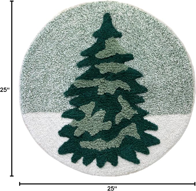 SKL Home Christmas Winter Pines Bath Rug, 25" x 25", Green | Ultra-plush & absorbent. Anti-slip Latex backing. Great for the bathroom, kitchen & lodge/cabin décor. Machine washable.