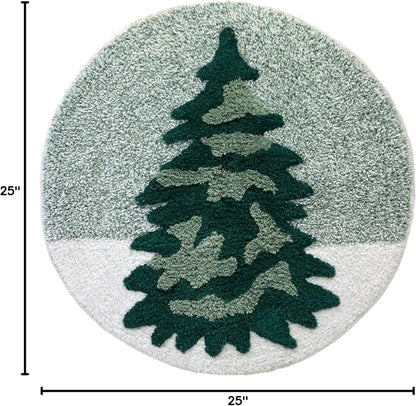 SKL Home Christmas Winter Pines Bath Rug, 25" x 25", Green | Ultra-plush & absorbent. Anti-slip Latex backing. Great for the bathroom, kitchen & lodge/cabin décor. Machine washable.