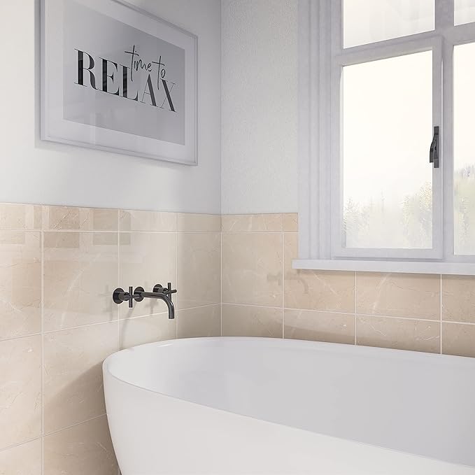 Daltile Perpetuo 3" x 24" Porcelain Marble Look Bullnose in Polished Elegant Beige (Sold by the piece)