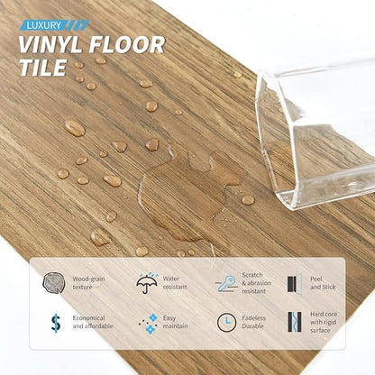 Art3d Wood Texture Peel and Stick Vinyl Floor Planks, 36-Pack, Ashtree | Cover 54 sq.ft, Waterproof, Self-Adhesive, Scratch Resistant, Premium Vinyl, Ideal for Bedroom, Living Room, Kitchen, RV