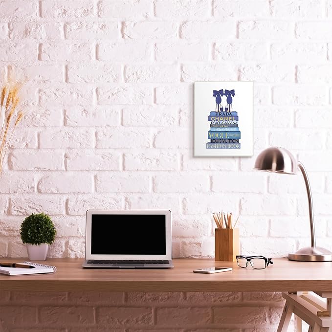 Stupell Industries 'Blue Bow Heels on Bookstack'| Wall Plaque Art | Stupell Industries | 10 x 15 Inches, Easy to Hang and Sturdy, Made in USA, by Amanda Greenwood