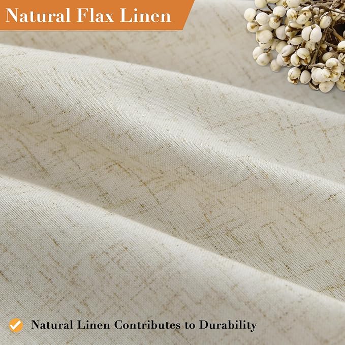 Linen Shower Curtain for Bathroom 78 Inches Length Light Beige | Weighted Fabric Bath Curtains with Hooks, Water Repellent, Neutral Boho Farmhouse, Simple Luxury Shower Decor, 1 Panel, 72x78
