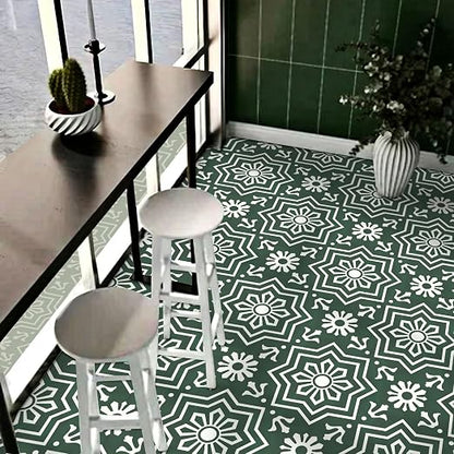 MORCART 20 Pack Peel and Stick Floor Tile, 7.87"x 7.87" Vinyl Flooring, Removable DIY Flooring for Bathroom, Kitchen, Fireplace, Stairs, Bedrooms, Wall, Pantry Room Waterproof Dark Green