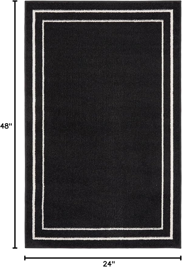 Nourison Home Nourison Essentials Black Ivory 2' x 4' Area Rug - Easy Clean, Non Shedding, Bed Room, Living Room, Dining Room, Kitchen (2' x 4')