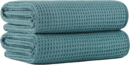 MICROFI New Microfiber Waffle Bath Towels, 2 Pieces, Oversized, Soft, Absorbent, Fast Drying, Lint Free 430 GSM (30''x60''/76cm x 152cm)