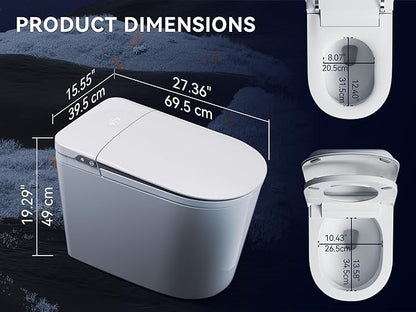 MEJE Smart Toilet with Auto Open/Close, ADA Comfort Height, Auto Flush, Blackout can Flush, Heated Seat,One Piece Elongated Bidet Toilet with Tank Built in
