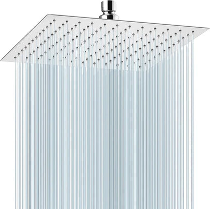 Midanya Square Rain Shower Head,High Pressure,Polish Chrome 12 Inch | 360°Swivel,Ceiling or Wall Mount,Waterfall Full Body Coverage,Bathroom Remodel,Stainless Steel Large Rainfall Shower Head