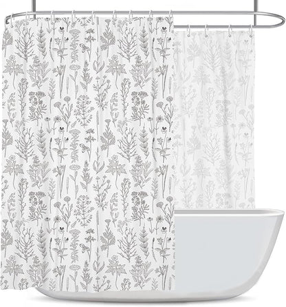 Coxila Vintage Floral Shower Curtain Extra Wide Large Long Clawfoot Tub Wrap Around Flower Retro Farmhouse Rustic Botanical Spring Country Cottage Bathroom 108 x 72 Inch Polyester Fabric 18 Pack Hooks