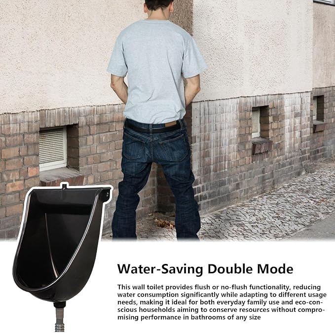 Wall Toilet Wall Mounted Male Toilet with Flush | Male Urinals for Home Dorm Garden RV Apartment Dad Boyfriend Grandpa