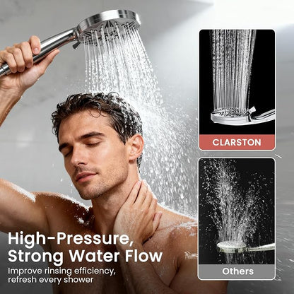 Filtered Shower Head with Handheld, High Pressure Detachable Showerhead with Replacement Filters for Hard Water, Anti-Clog Silicone Nozzles, Removes Chlorine & Heavy Metals (3 Filters)