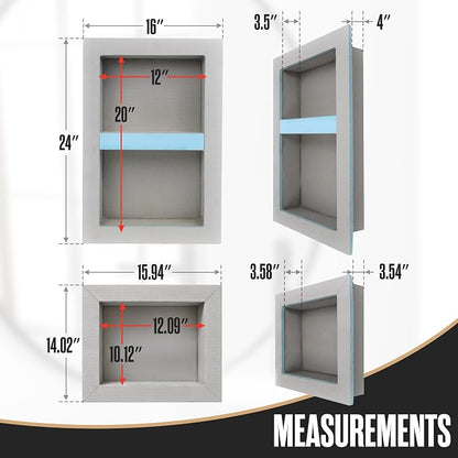 Shower Niche Insert Tile Ready in Wall Shelf Cubby Inserts 12x20 + 12x10 | Houseables Shower Niche, Recessed Bathroom Storage, Recessed Shampoo Caddy, Inset Shelves, Built in Nook, Soap Box, Prefab