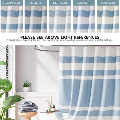 Madison Park Spa Waffle Shower Curtain for Bathroom, 72 x 72, Blue | Striped, Pieced Fabric Design, 3M Scotchgard Moisture Management, Hotel Quality, Modern, for Bathroom, OEKO-TEX Certified