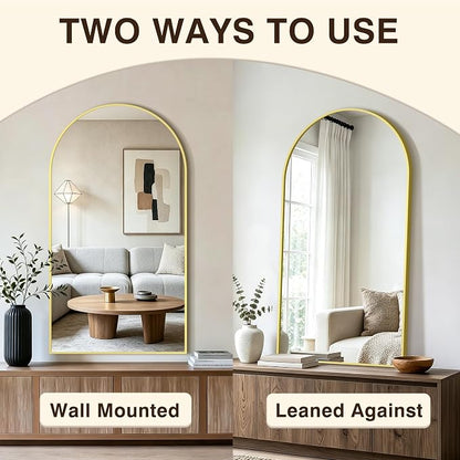 Arched Bathroom Vanity Mirror for Over Sink, 50”x30”, Gold | HD Tempered Glass, Anti-Rust Metal Frame, Hanging or Leaning, Wall Mirrors for Bathroom Sink, Bedroom, Living Room, Entryway