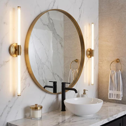 URSOLA 40" Modern LED Bathroom Light Fixtures, Golden 3CCT Dimmable Bathroom Vanity Light Over Mirror, Bathroom Vanity Bath Bar Lights with 360° Removable Acrylic Light Tube