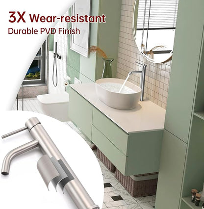 SUMERAIN Brushed Nickel Tall Bathroom Vessel Sink Faucet | Single Handle, Single Hole, 304 Stainless Steel, Water-Saving, with Faucet Supply Lines, Easy DIY Install