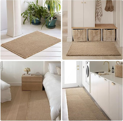 TYUU Waffle Bath Mat, Small Boho Bathroom Rugs Non Slip 24x16 Beige | Super Absorbent Quick Dry Bath Rug, Non-Slip Backing, Soft Waffle Washable Farmhouse Bathroom Mats, Tub, Shower & Home Decor