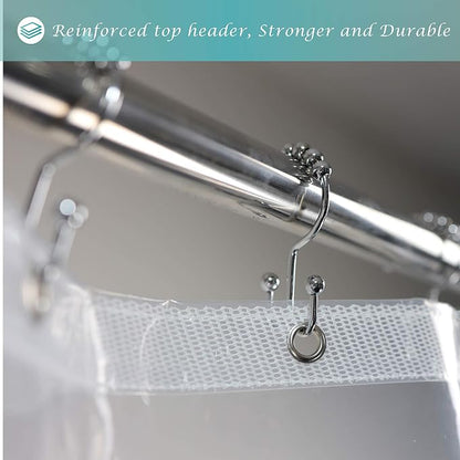 Mrs Awesome 82x74 Wide Shower Curtain Liner with Magnets, Clear | Hooks Included,14 Rustproof Grommets,Water Proof Heavy Duty PEVA，82W x 74H for Freestanding Bathtub,Curved Shower Rods