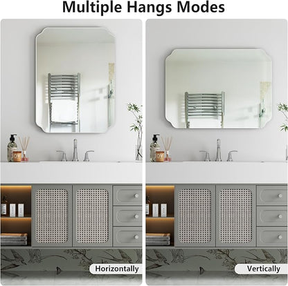 18x24 Inch Bathroom Mirrors for Over Sink, Frameless Mirrors for Wall | Beveled Bathroom Mirror, Bathroom Vanity Mirror for Bedroom Living Room Entryway Home Decor