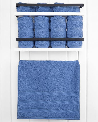 American Soft Linen Luxury Hand Towels for Bathroom, 600 GSM Heawy Weight 16x28 Size 100% Cotton Turkish 4 Piece Hand Face Towel Set, Electric Blue Hand Towels