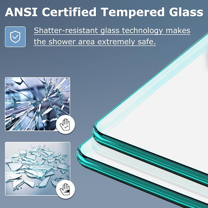 SUNNY SHOWER Double Sliding Glass Door 60" W x 72" H Shower Door 1/4" Tempered Glass Sliding Door Semi-Frameless Shower Glass Enclosure Bypass Walk in Shower Cabin, Brushed Nickel