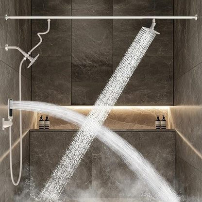 Dual Shower Head for Couples with 6-Mode Diverter, Brushed Nickel | 304 Stainless Steel, Adjustable High Pressure Double Shower Head, Couples Gift, Renter-Friendly, Fits 53"-74" Wide Bathrooms